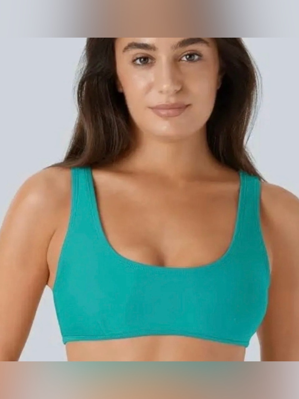 Halara Solid U Neck Bikini Top Swimsuit Lake Blue